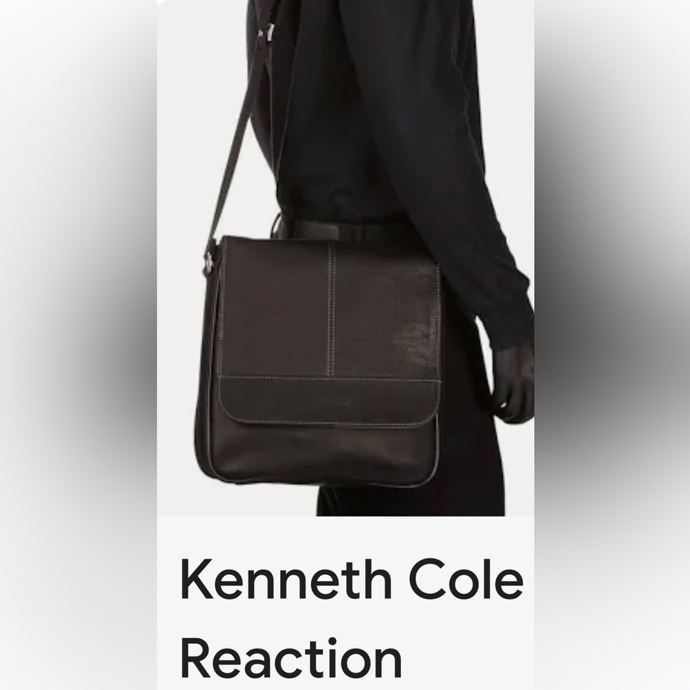 KENNETH COLE REACTION Dark Brown Leather Satchel Bag